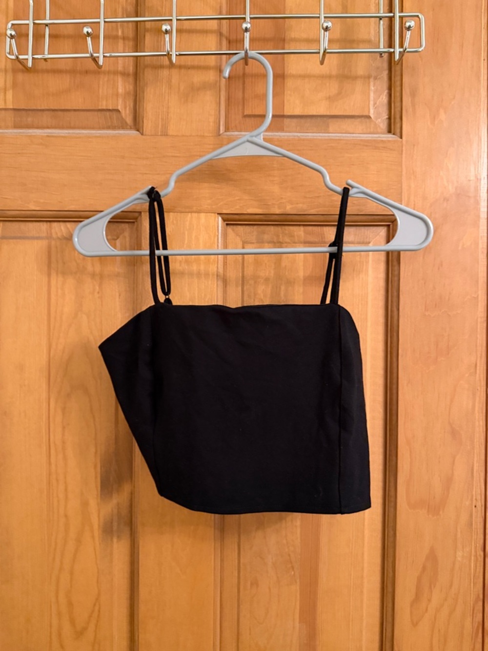 Amuse Society Black Asymmetrical Cropped Cami with Slim Straps